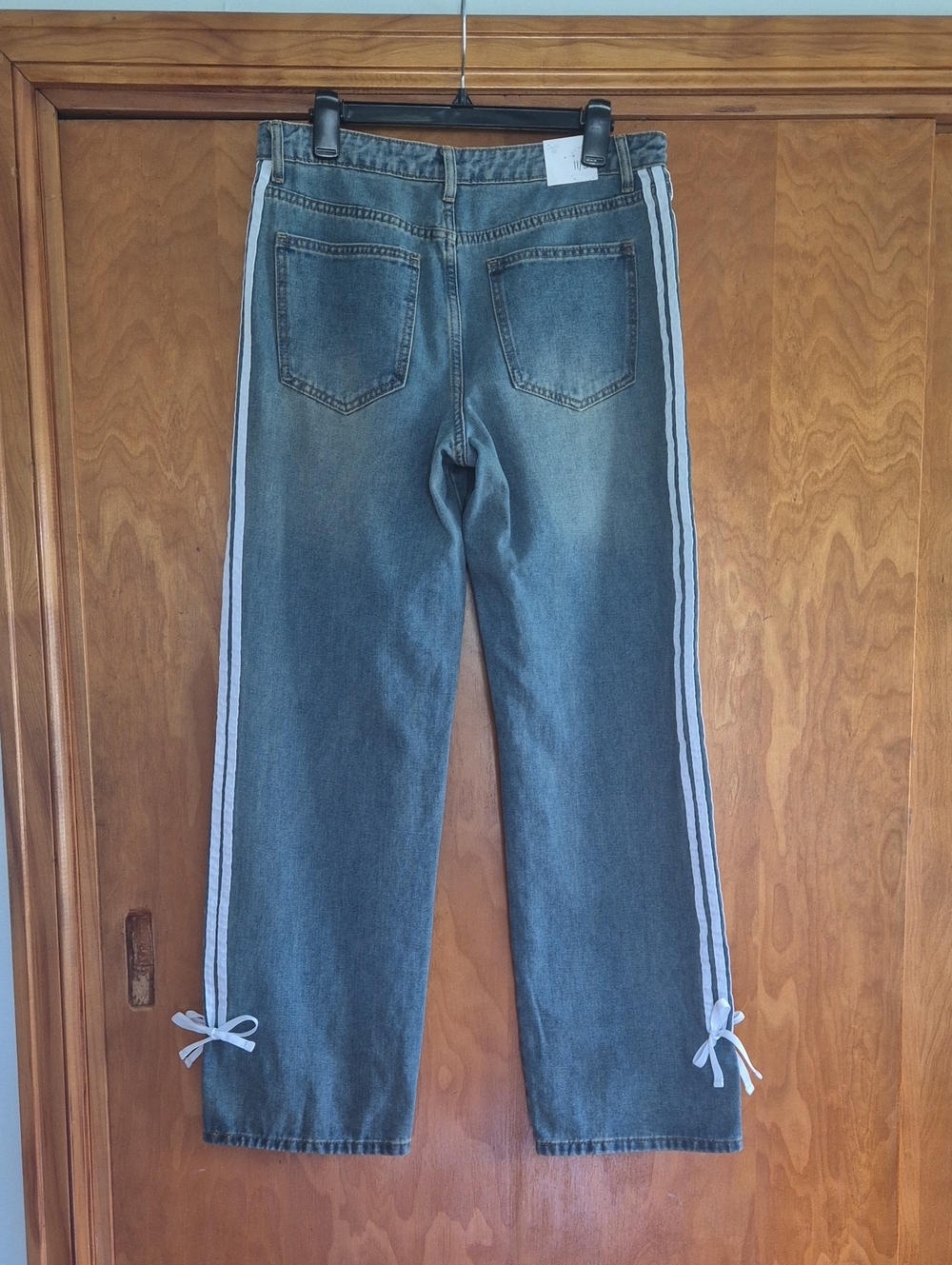 Cali1850 Low Rise Striped Baggy Jeans - Tinted Dark WashSize 11/30 - Picture 10 of 12